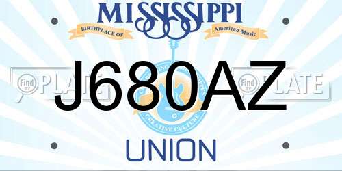 J680AZ Mississippi License Plate