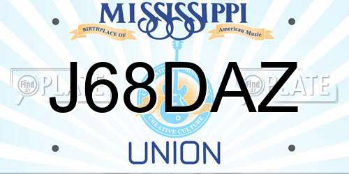 J68DAZ Mississippi License Plate
