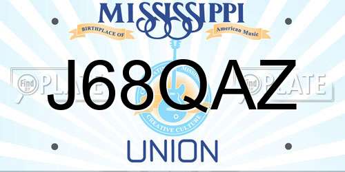 J68QAZ Mississippi License Plate