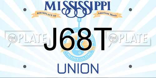 J68T Mississippi License Plate