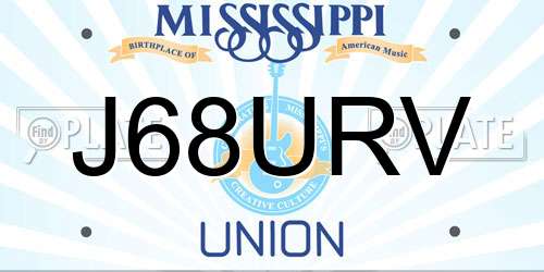 J68URV Mississippi License Plate