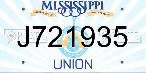 J721935 Mississippi License Plate