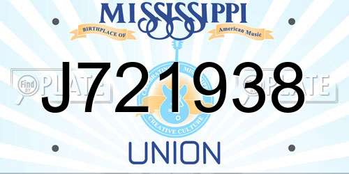 J721938 Mississippi License Plate