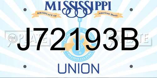 J72193B Mississippi License Plate