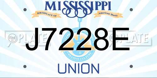 J7228E Mississippi License Plate