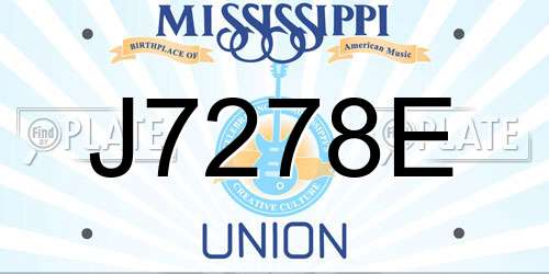 J7278E Mississippi License Plate