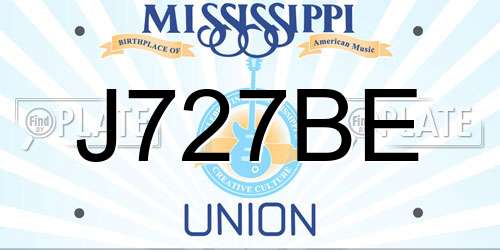 J727BE Mississippi License Plate