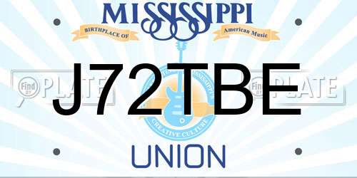 J72TBE Mississippi License Plate