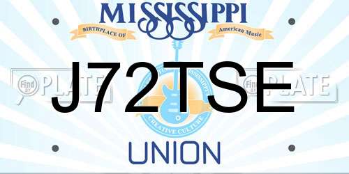 J72TSE Mississippi License Plate