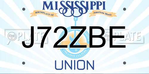 J72ZBE Mississippi License Plate