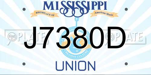 J7380D Mississippi License Plate
