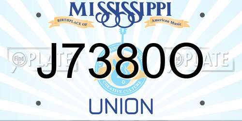 J7380O Mississippi License Plate