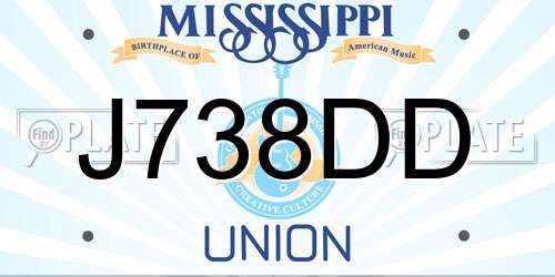 J738DD Mississippi License Plate