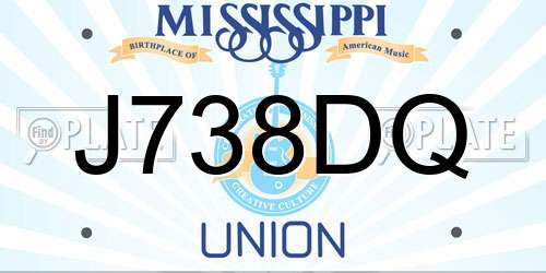 J738DQ Mississippi License Plate