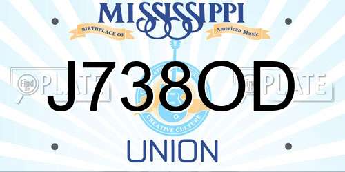 J738OD Mississippi License Plate