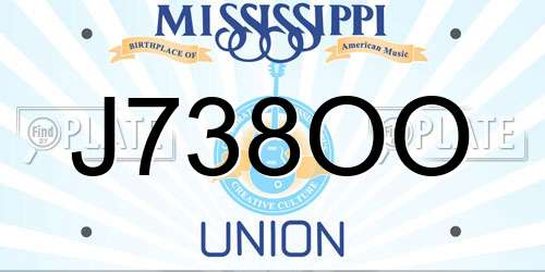 J738OO Mississippi License Plate