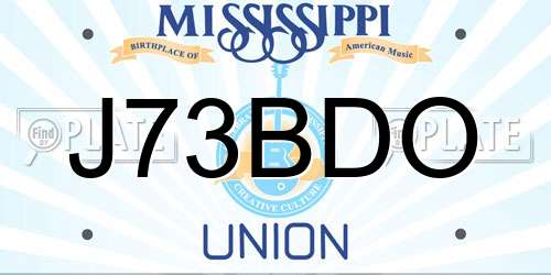 J73BDO Mississippi License Plate