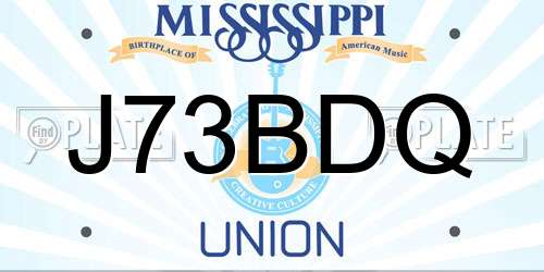 J73BDQ Mississippi License Plate