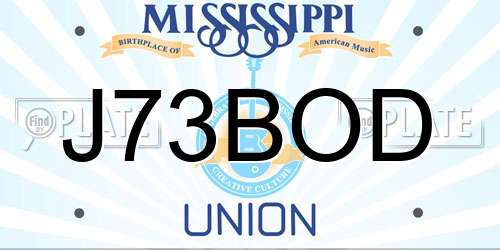 J73BOD Mississippi License Plate