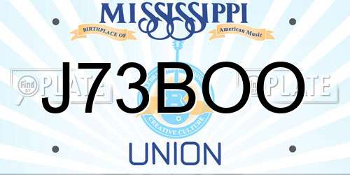 J73BOO Mississippi License Plate