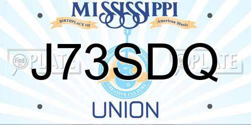 J73SDQ Mississippi License Plate