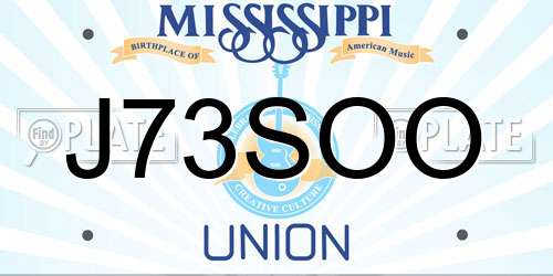 J73SOO Mississippi License Plate
