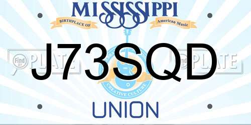 J73SQD Mississippi License Plate
