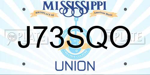 J73SQO Mississippi License Plate