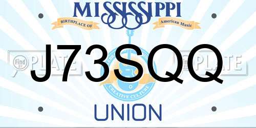 J73SQQ Mississippi License Plate