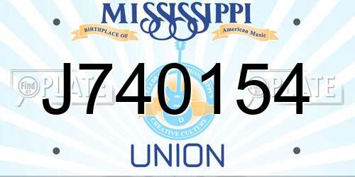 J740154 Mississippi License Plate