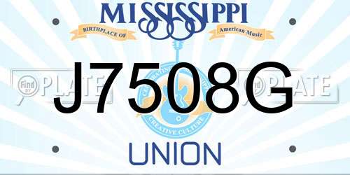 J7508G Mississippi License Plate