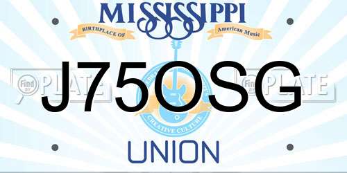 J75OSG Mississippi License Plate