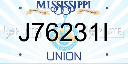 J76231I Mississippi License Plate