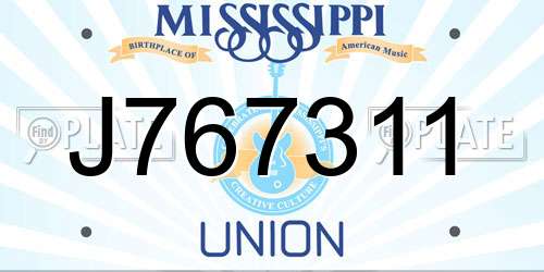 J767311 Mississippi License Plate