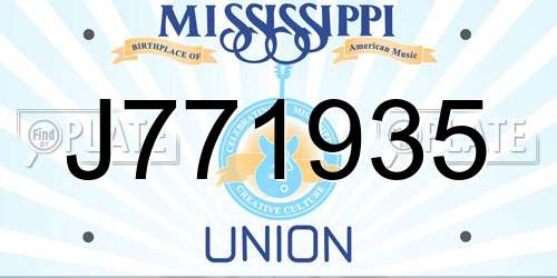 J771935 Mississippi License Plate