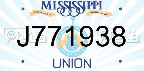 J771938 Mississippi License Plate