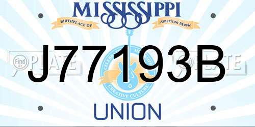 J77193B Mississippi License Plate