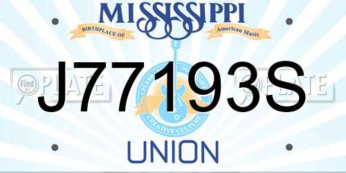 J77193S Mississippi License Plate