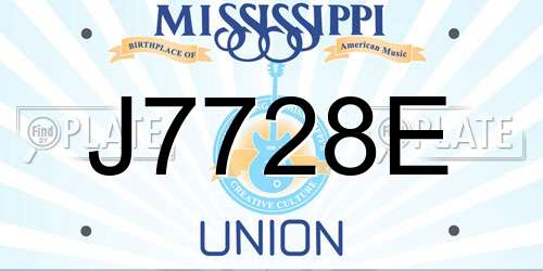J7728E Mississippi License Plate