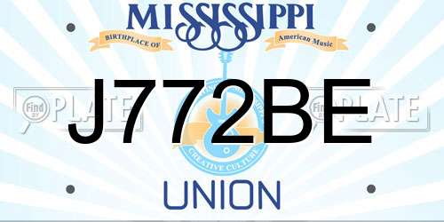 J772BE Mississippi License Plate