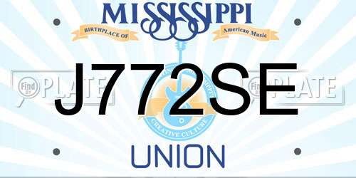 J772SE Mississippi License Plate