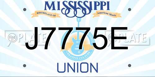 J7775E Mississippi License Plate