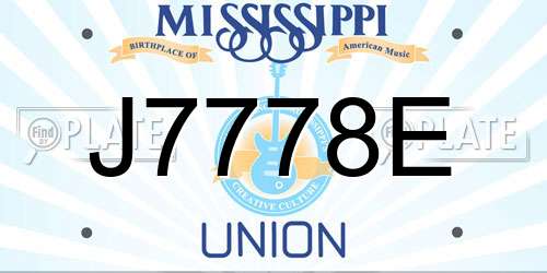 J7778E Mississippi License Plate