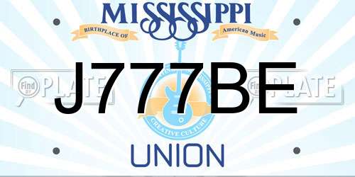 J777BE Mississippi License Plate