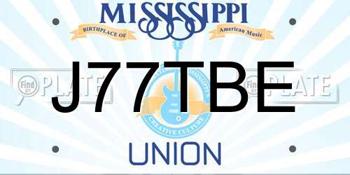 J77TBE Mississippi License Plate
