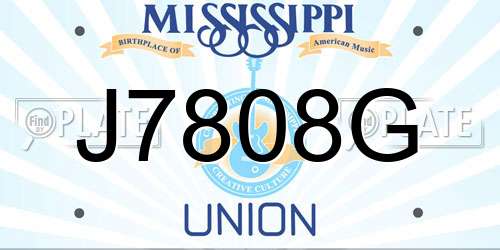 J7808G Mississippi License Plate