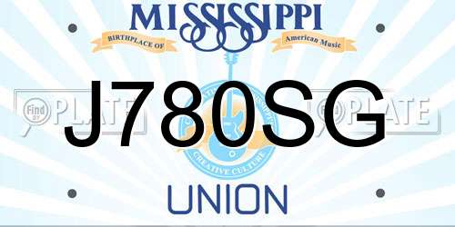 J780SG Mississippi License Plate