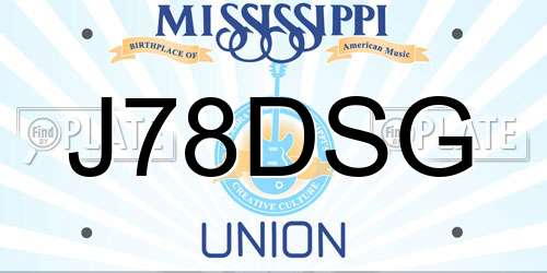 J78DSG Mississippi License Plate