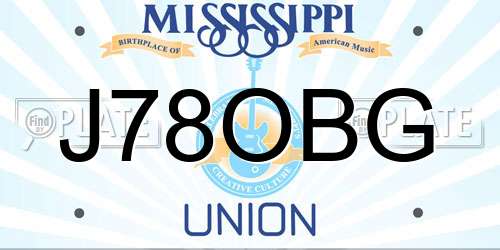 J78OBG Mississippi License Plate