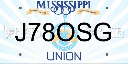 J78OSG Mississippi License Plate